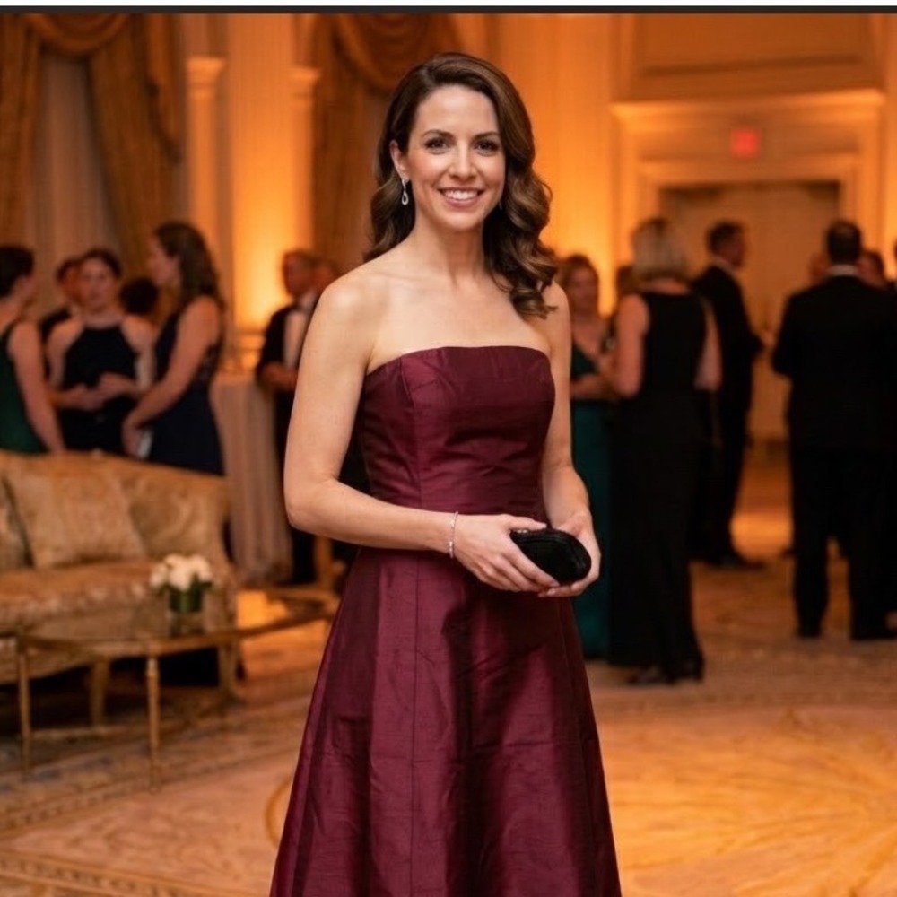 Lauren Ralph Lauren 100% Silk Strapless Dress Womens 4 Wine A-Line Formal Gown